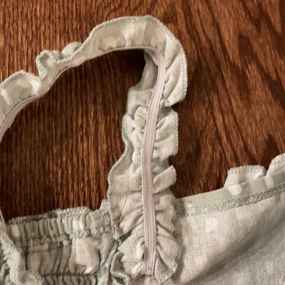 RUFFLED STRAP TANK SUNDRESS. Smocked back ruffle accent size XL mint Linen blend - Picture 11 of 13
